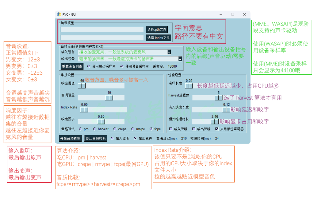 rvc变声器界面介绍【rvc gui功能详细介绍】-